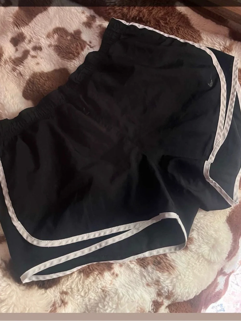 2 Nike Black Athletic Shorts with White Trim & solid black!