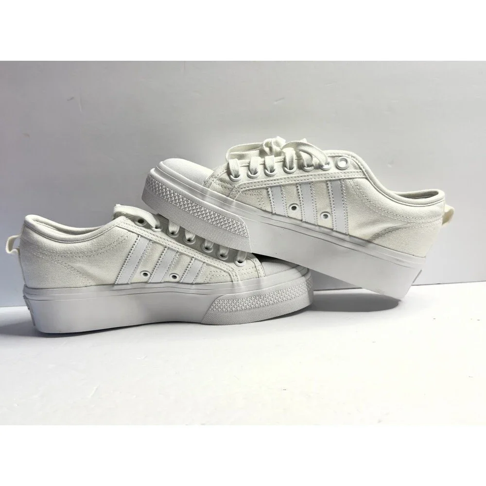NEW Adidas Nizza Platform Women 8 Triple White - FV5322  Damaged Box
