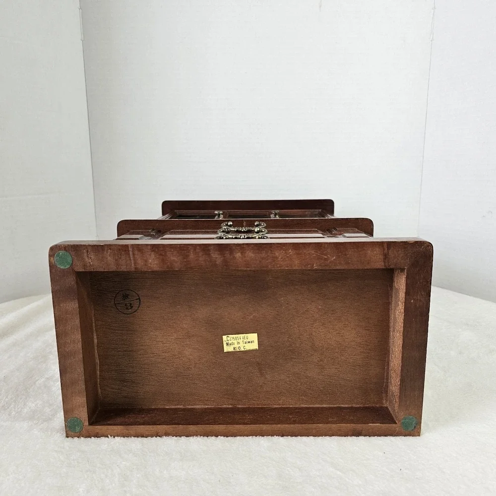 Vintage Wooden Curio Cabinet Jewelry Box With Glass Door 18x12x6.5