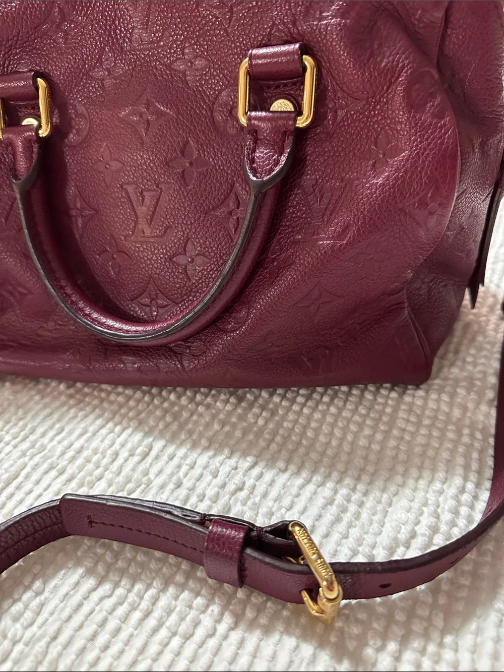 Louis Vuitton Burgundy Plum Monogram Speedy with Gold Hardware