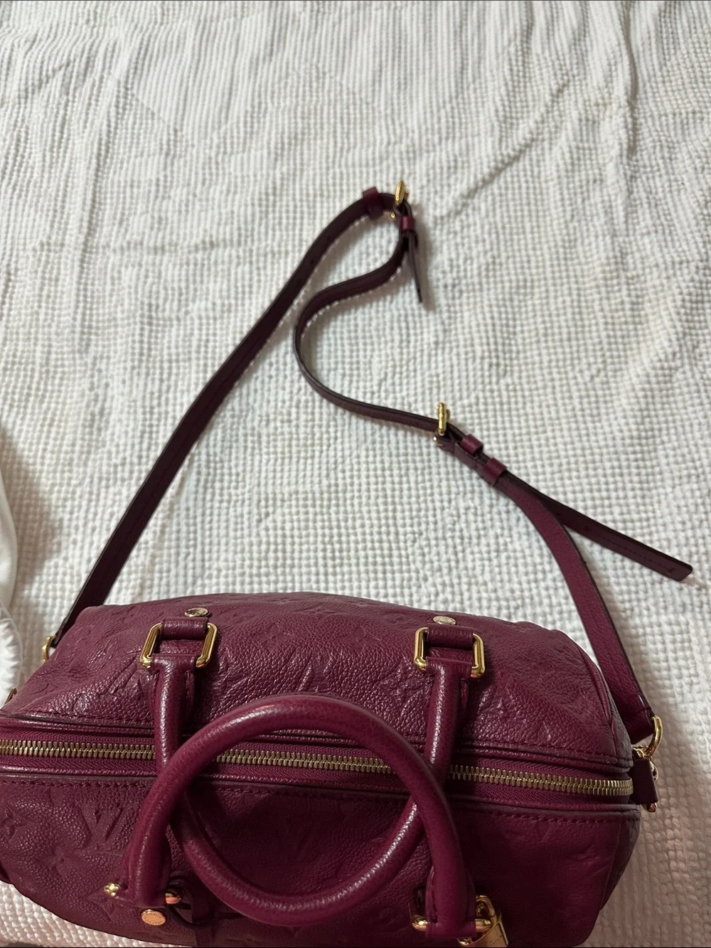 Louis Vuitton Burgundy Plum Monogram Speedy with Gold Hardware