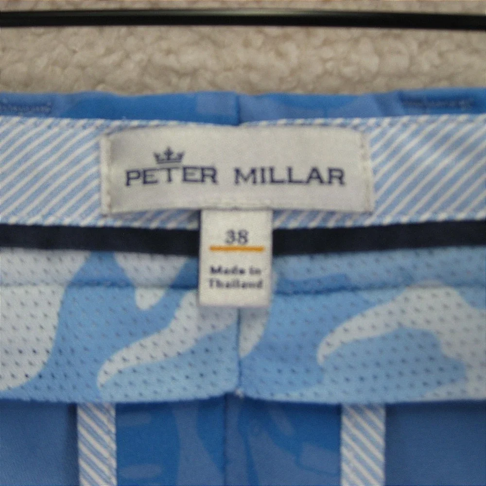 Peter Millar Guitar Print Performance Golf Shorts Mens 38 Blue Preppy Luxury‎