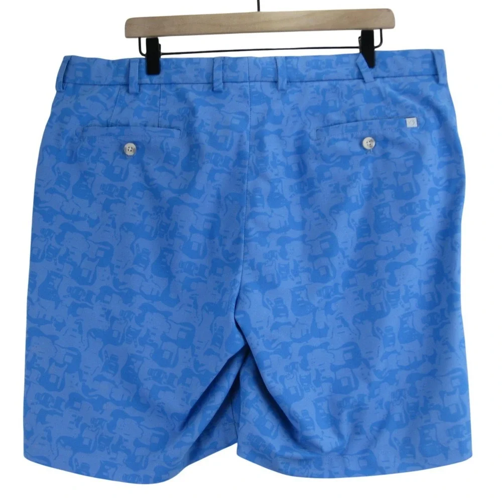 Peter Millar Guitar Print Performance Golf Shorts Mens 38 Blue Preppy Luxury‎