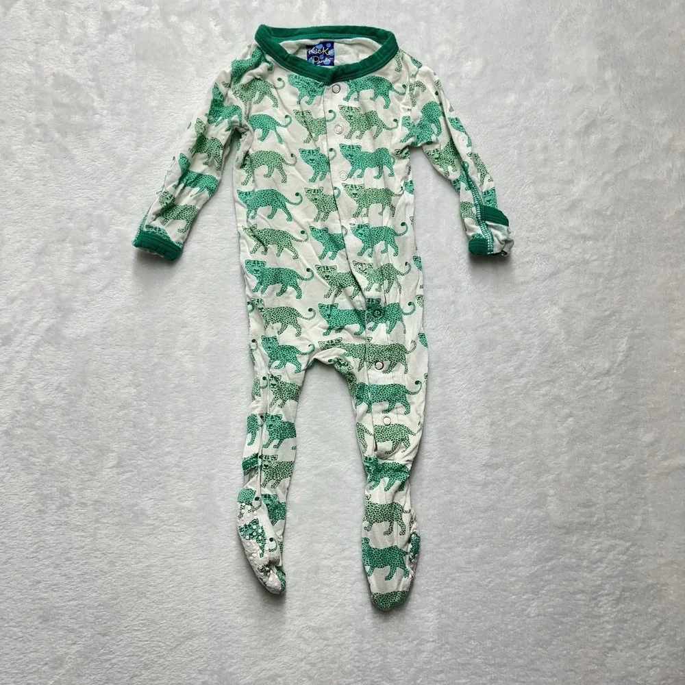 Kickee Pants Bamboo Footed Sleeper Baby 0-3M cheetah Animals