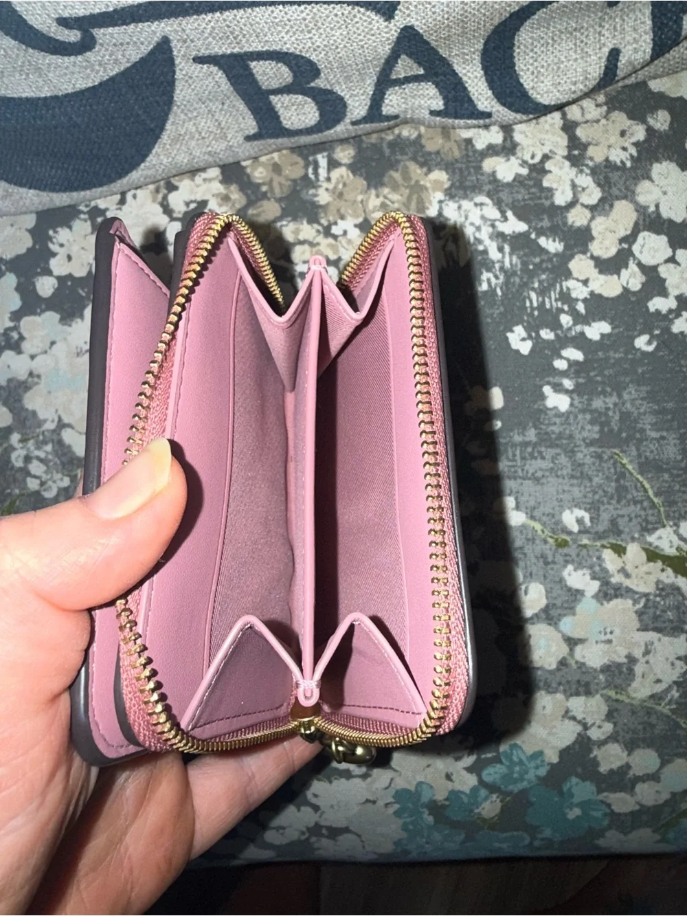 Coach leather pink heart