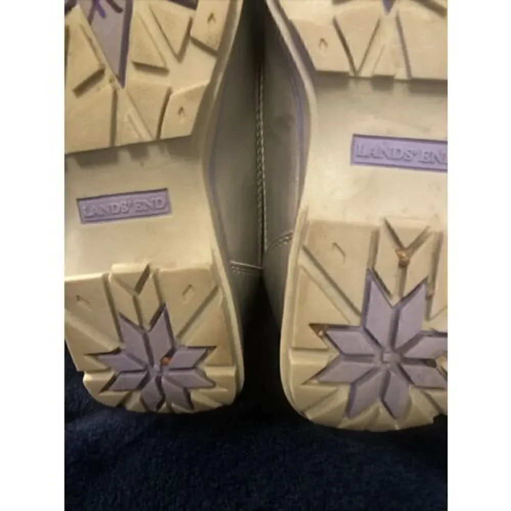 Lands end winter snow boots warm silver faux fresistent women Size 4