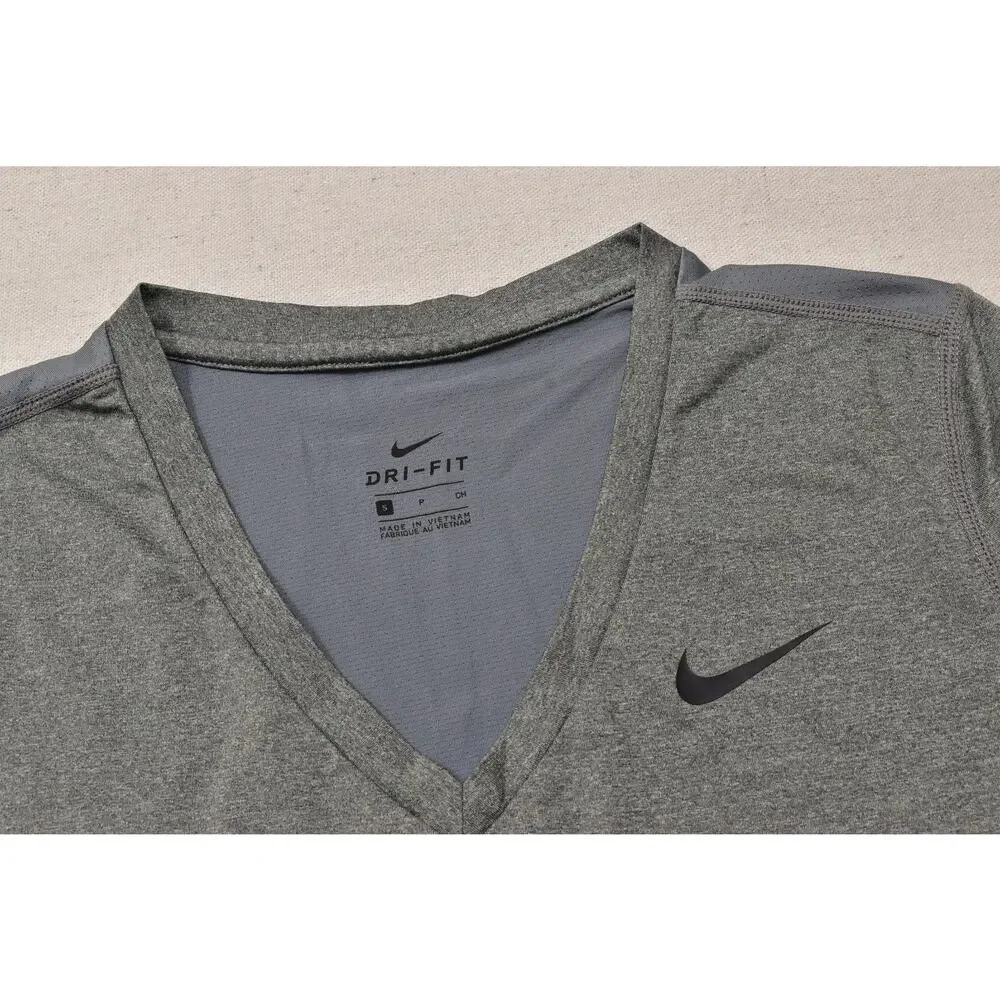 Nike Dri-Fit Women's Small Gray V-Neck Short Sleeve Athletic Training T-Shirt