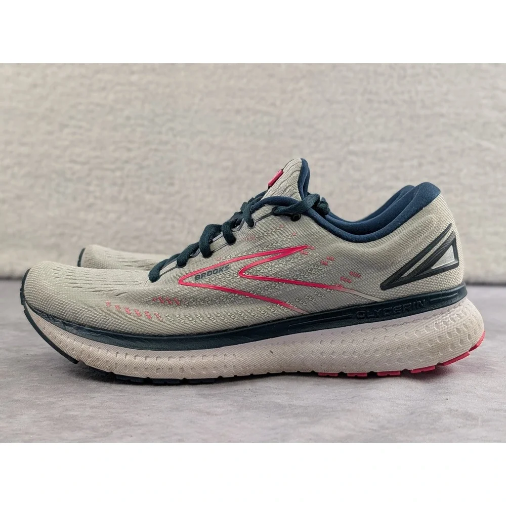 Brooks Glycerin 19 Womens Running Shoes Gray Pink Navy 1203431B110 Size 10.5