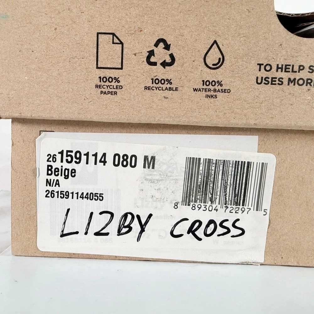 Clarks Lizby Cross Sandal Women 8 Sand Leather Platform Wedge New In Box