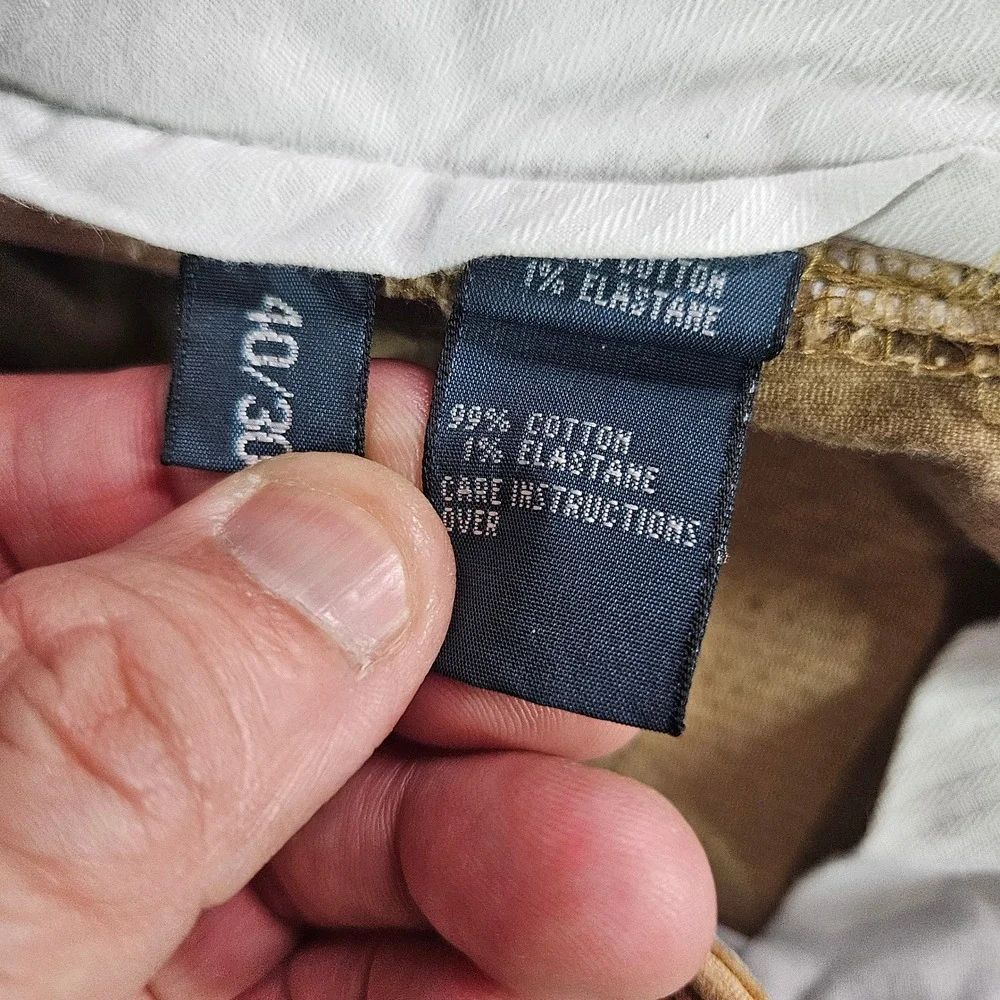 Polo Ralph Lauren Mens Corduroy Pants Tan Classic‎ Fit Stretch 36x23 Cropped