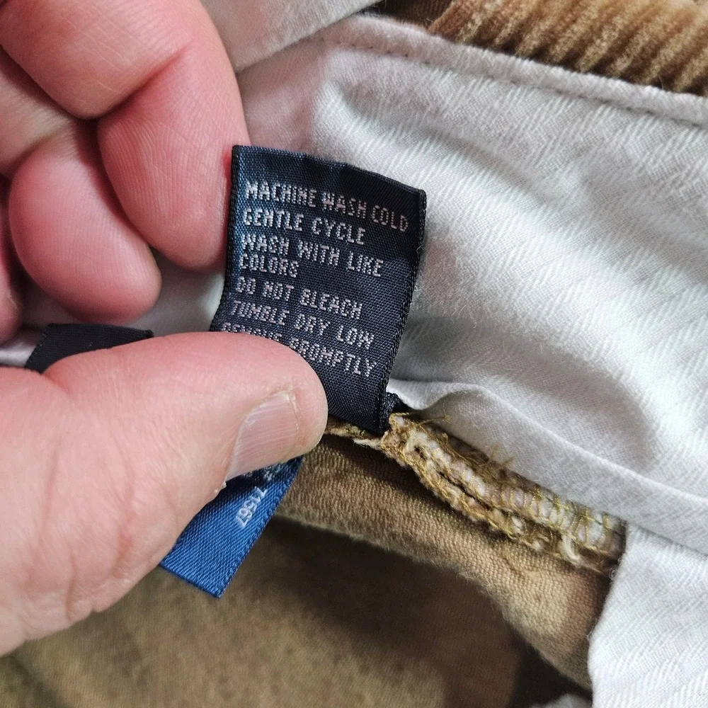 Polo Ralph Lauren Mens Corduroy Pants Tan Classic‎ Fit Stretch 36x23 Cropped