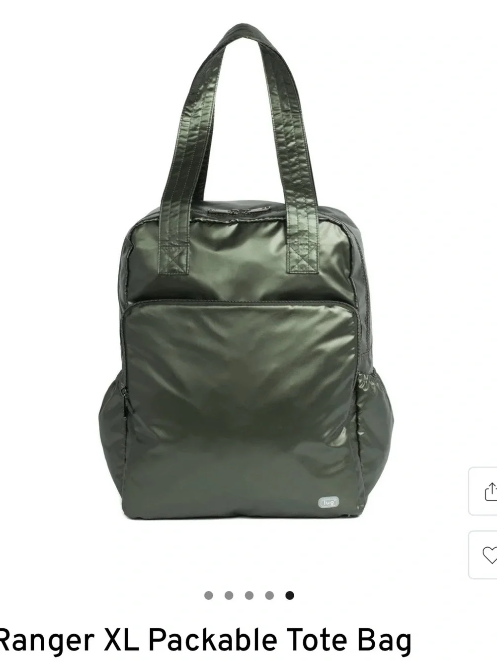 NWT- lug Ranger XL Packable Tote Bag - Metallic Olive