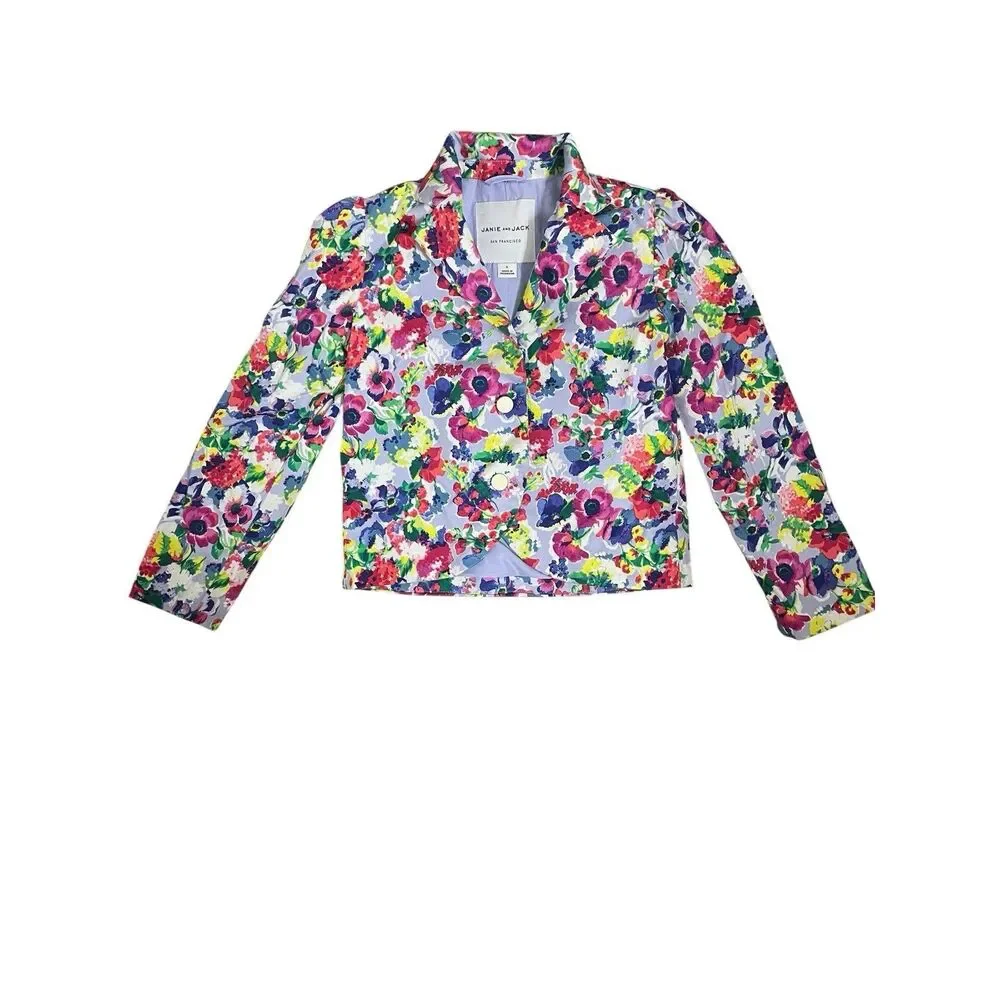 Janie and Jack Floral Blazer Jacket Girls Size 5 Cotton Colorful Spring