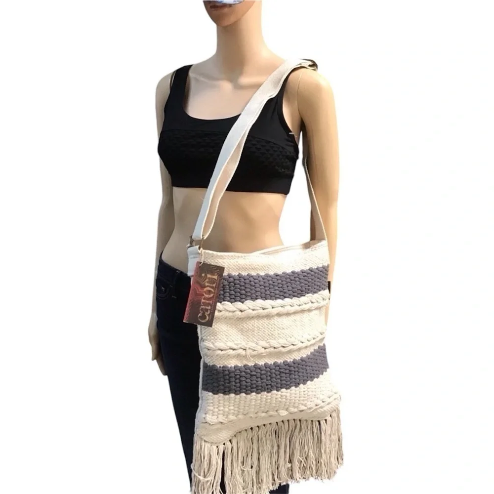 Bohemian Crochet Fringed Cross Body Bag