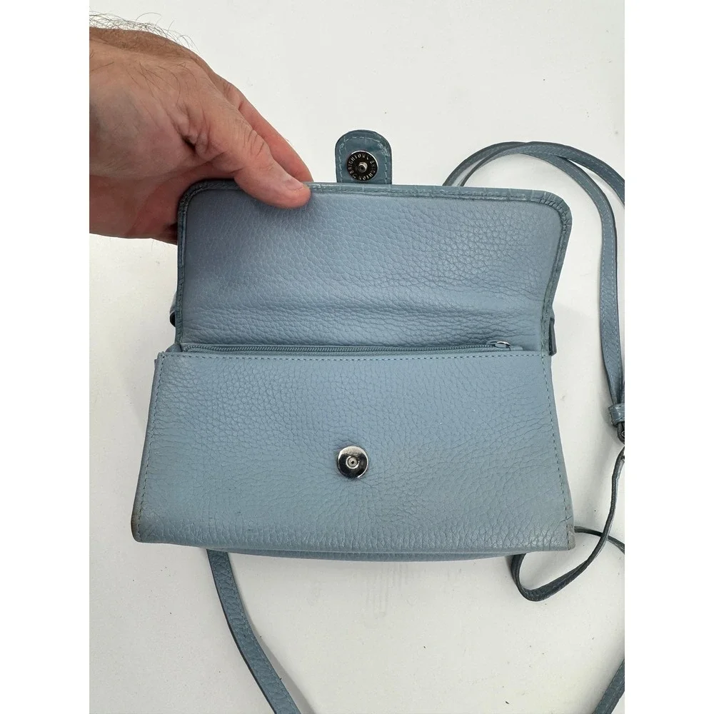 Brighton Crossbody Bag Women Small Blue Leather Croc Embossed Heart‎ Charm Purse