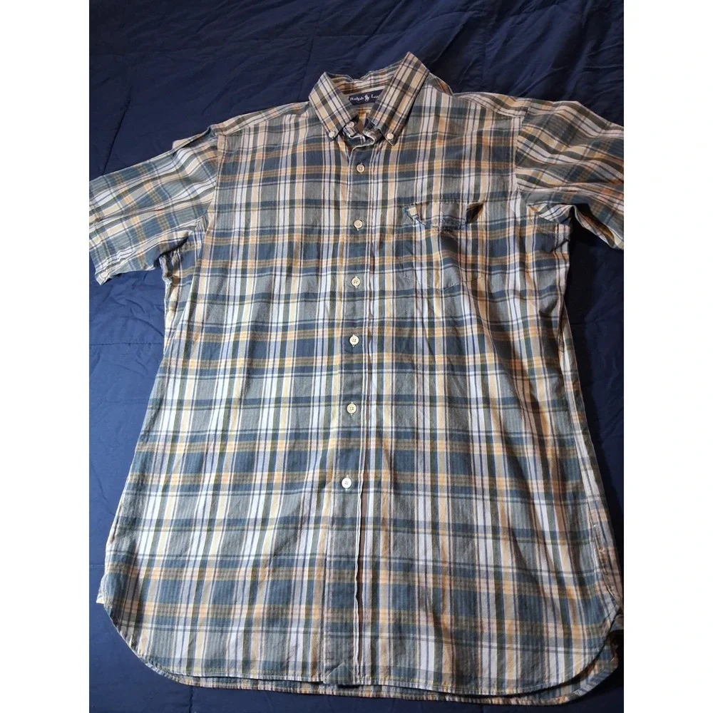 Polo Ralph Lauren Brown‎ Green Safari Plaid Short Sleeve Work Shirt Medium