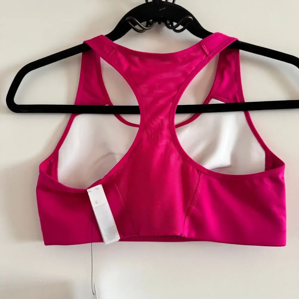 New Nike Training Dri-FIT Swoosh Padded Sports Bra Pink Racerback Strap Sz M