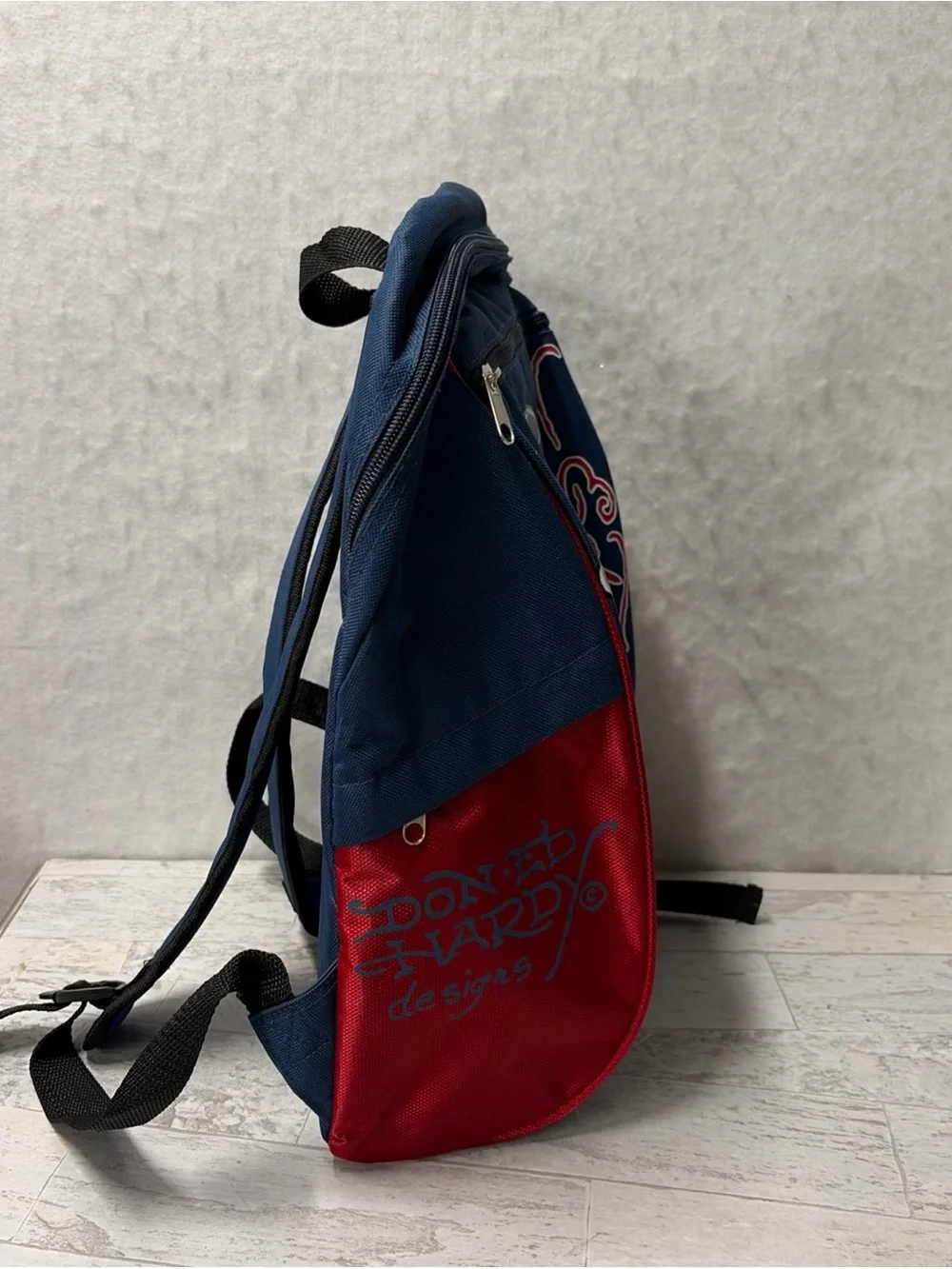Don Ed Hardy Skull Top Hat Backpack Y2K Blue Red Retro 14