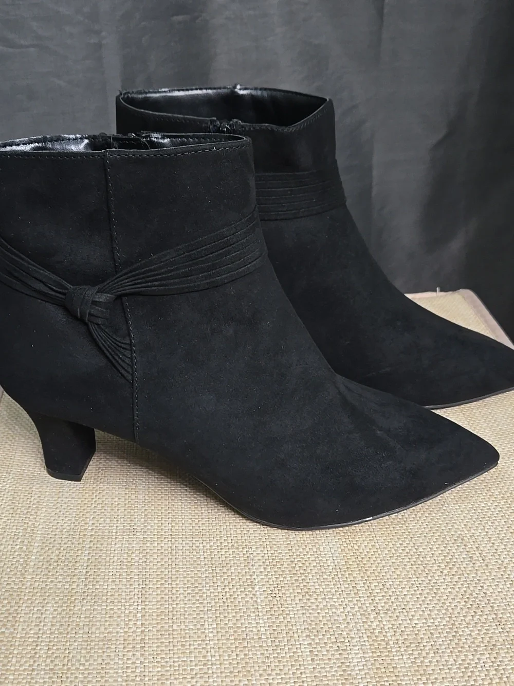 East 5th Black Suede Pointed Ankle Booties