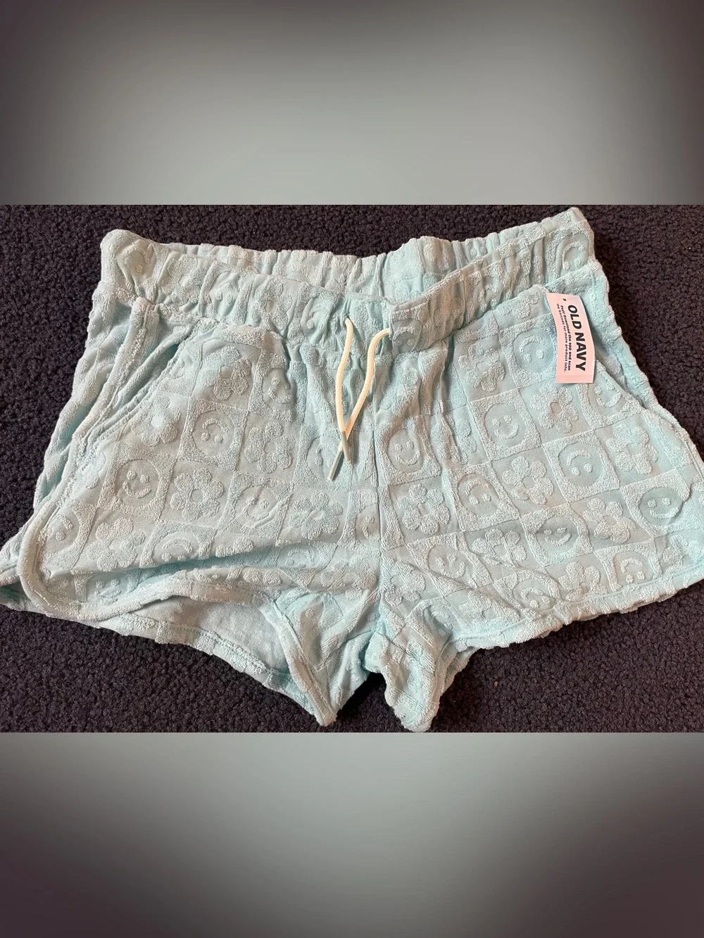 Old Navy Light Blue Terry Cloth Lounge Shorts with Drawstring