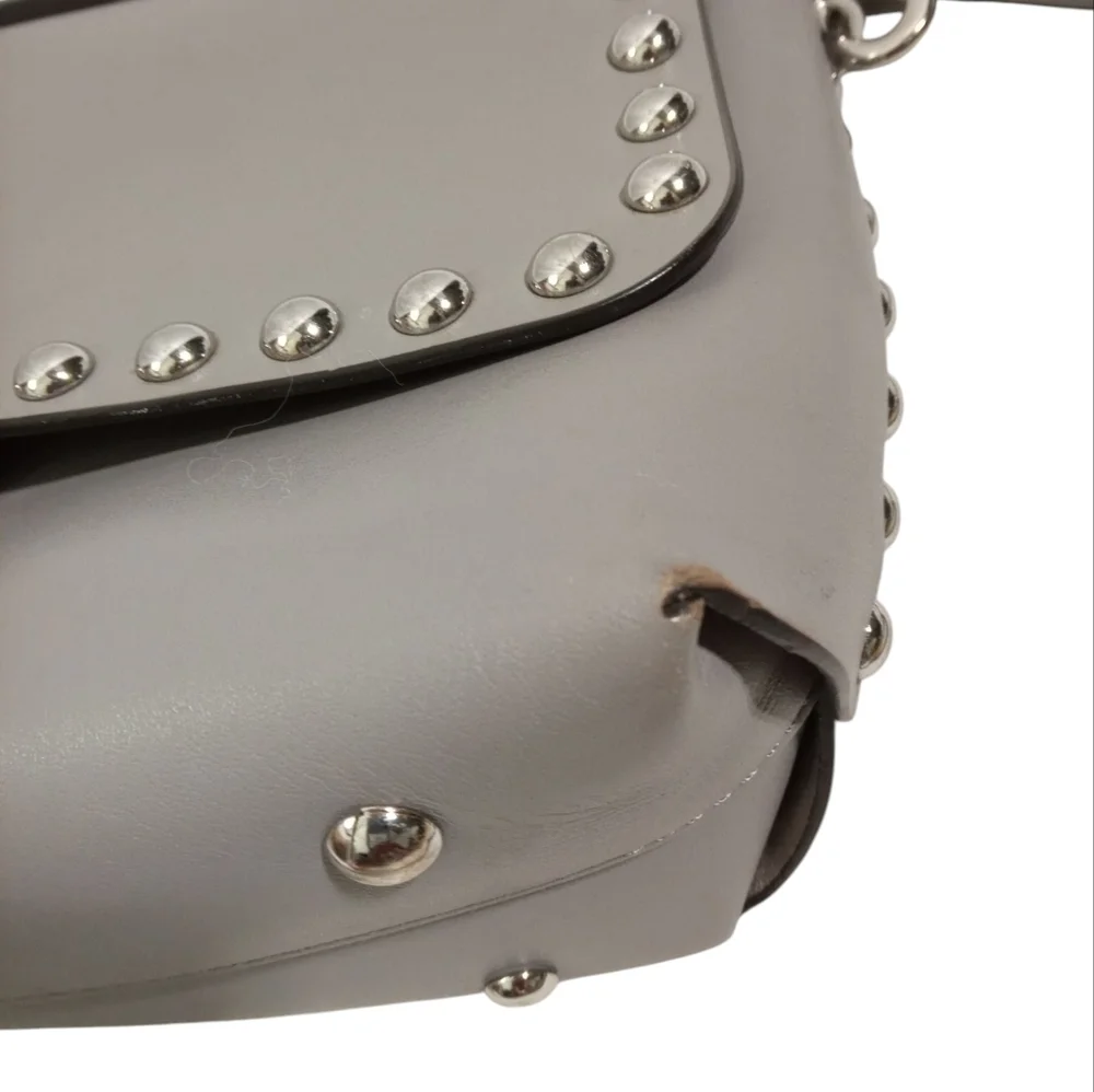 Rebecca Minkoff Gray Leather Studded Crossbody Bag with Adjustable Strap