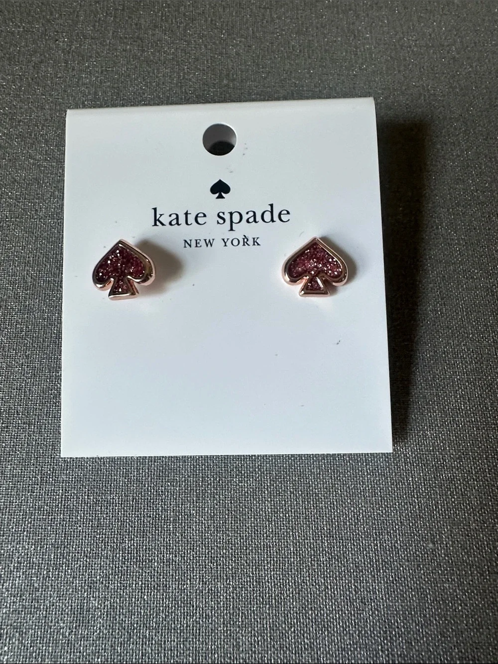 kate spade Rose Gold Pink Glitter Spade Stud Earrings