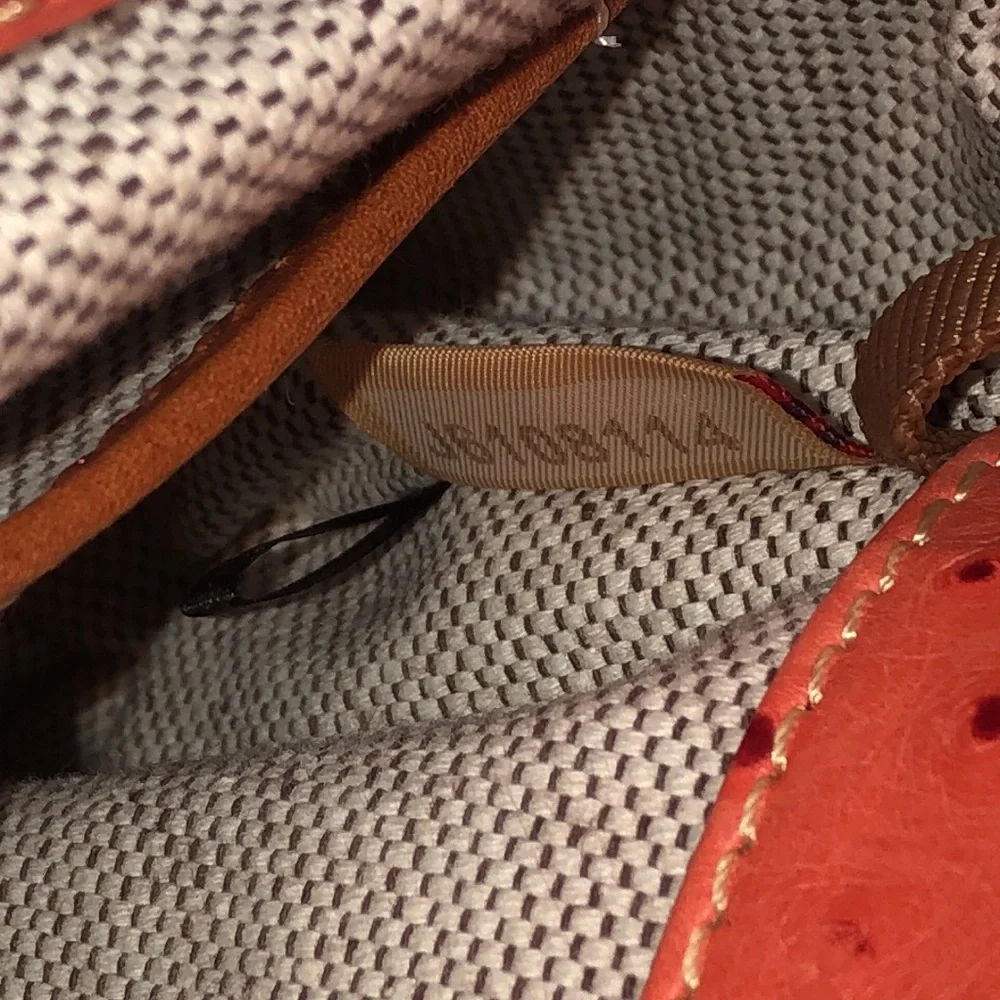 DOONEY & BOURKE Orange Ostrich Print Leather Crossbody Shoulder Laptop Bag NWOT