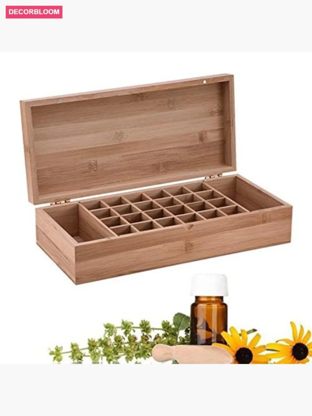Essential Oil Wooden Storage Box Travel Case Holds 26 Bottles