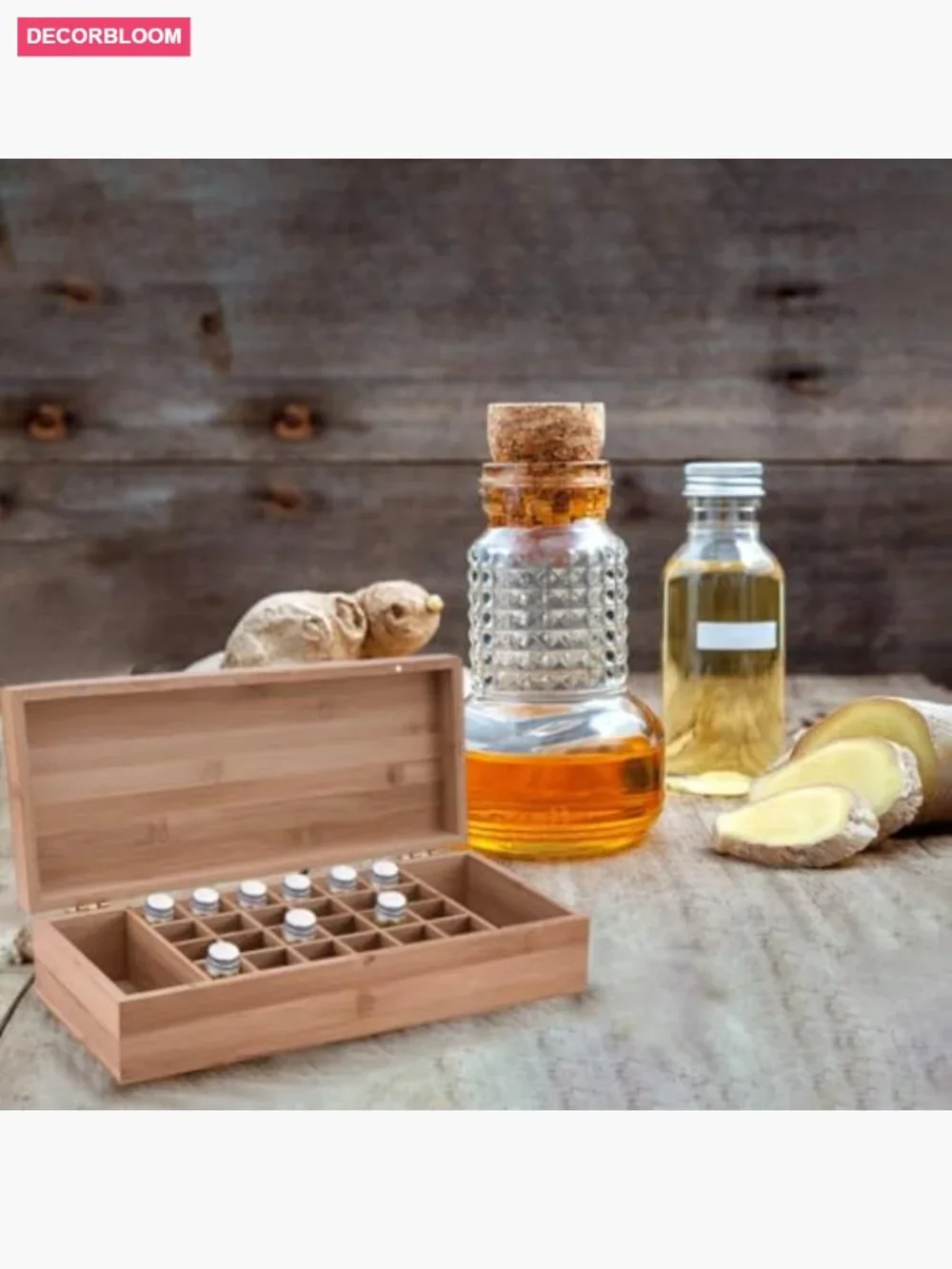 Essential Oil Wooden Storage Box Travel Case Holds 26 Bottles