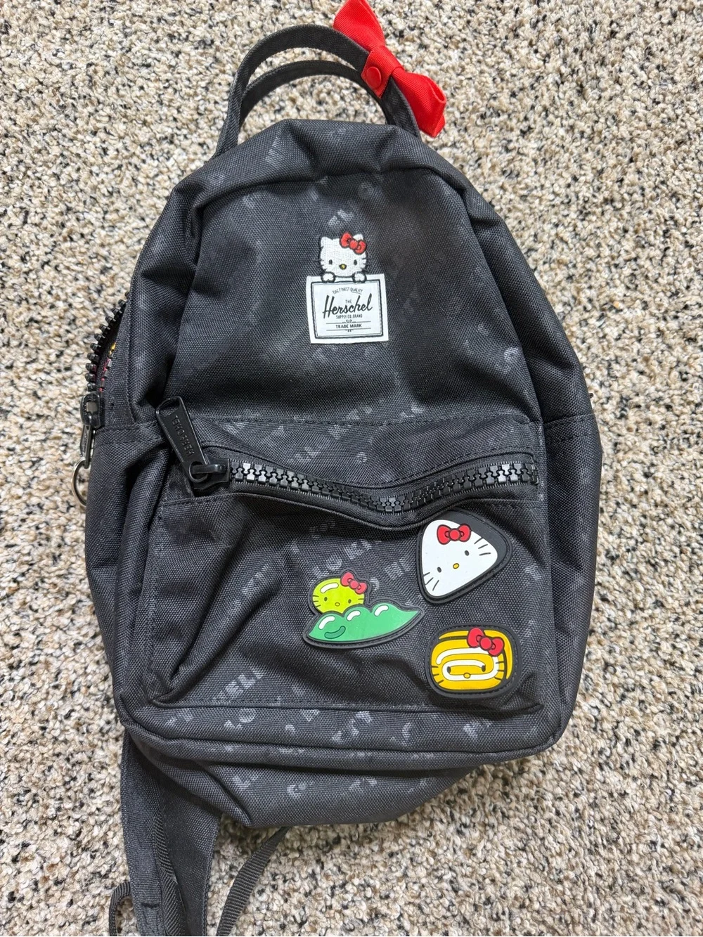 Hello Kitty Red Striped Interior Bag with Multicolor Character Print