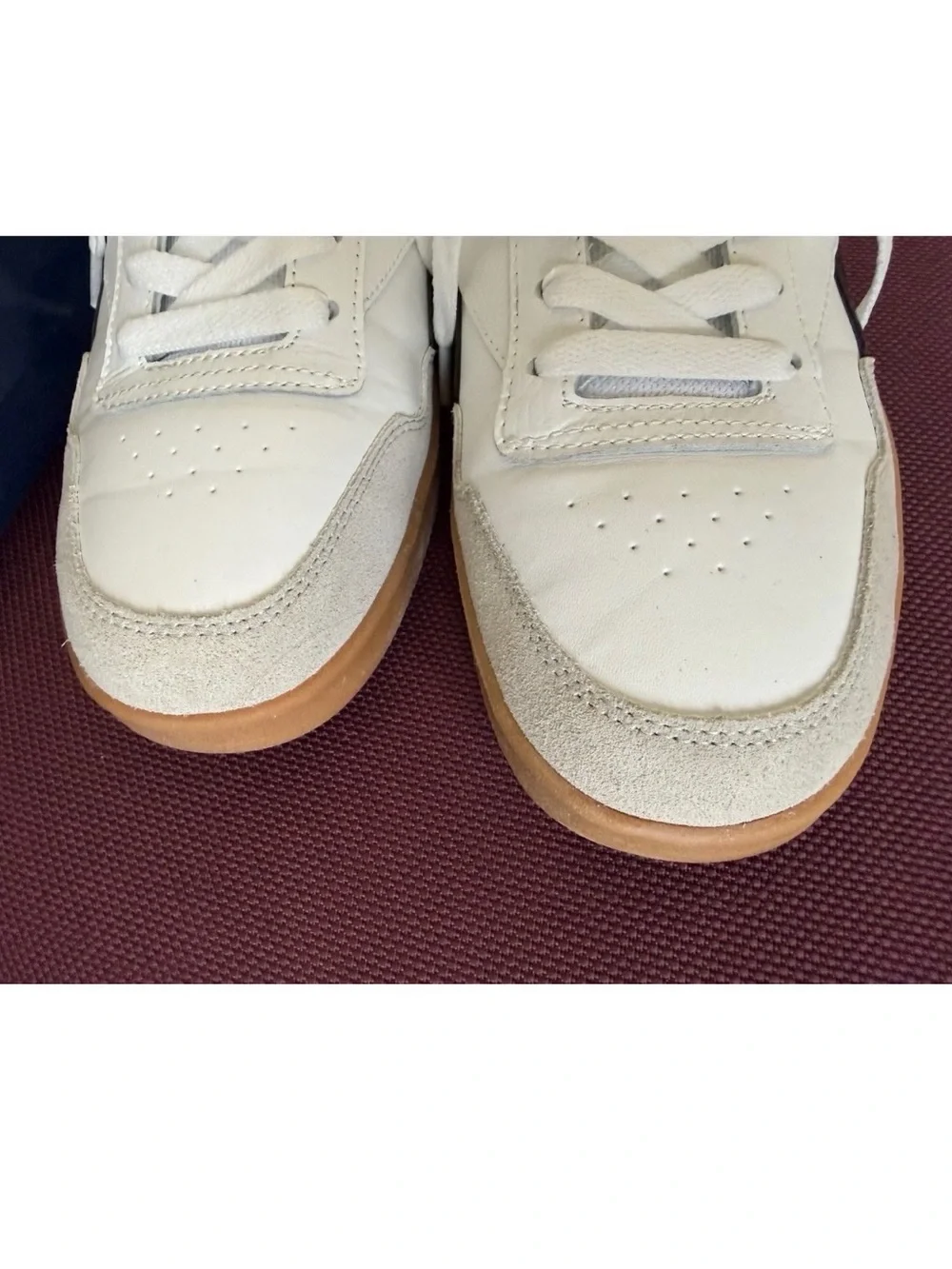 Reebok Men's White Leather Sneakers with Black Accents and Gum Sole