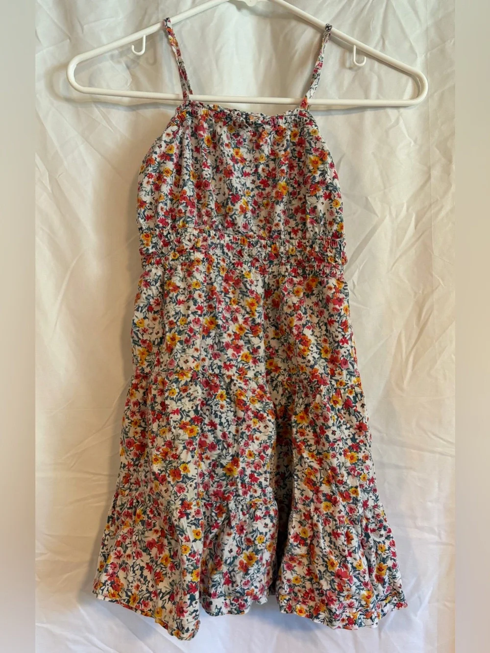 Old Navy White Floral Spaghetti-Strap Dress with Multicolor Blooms