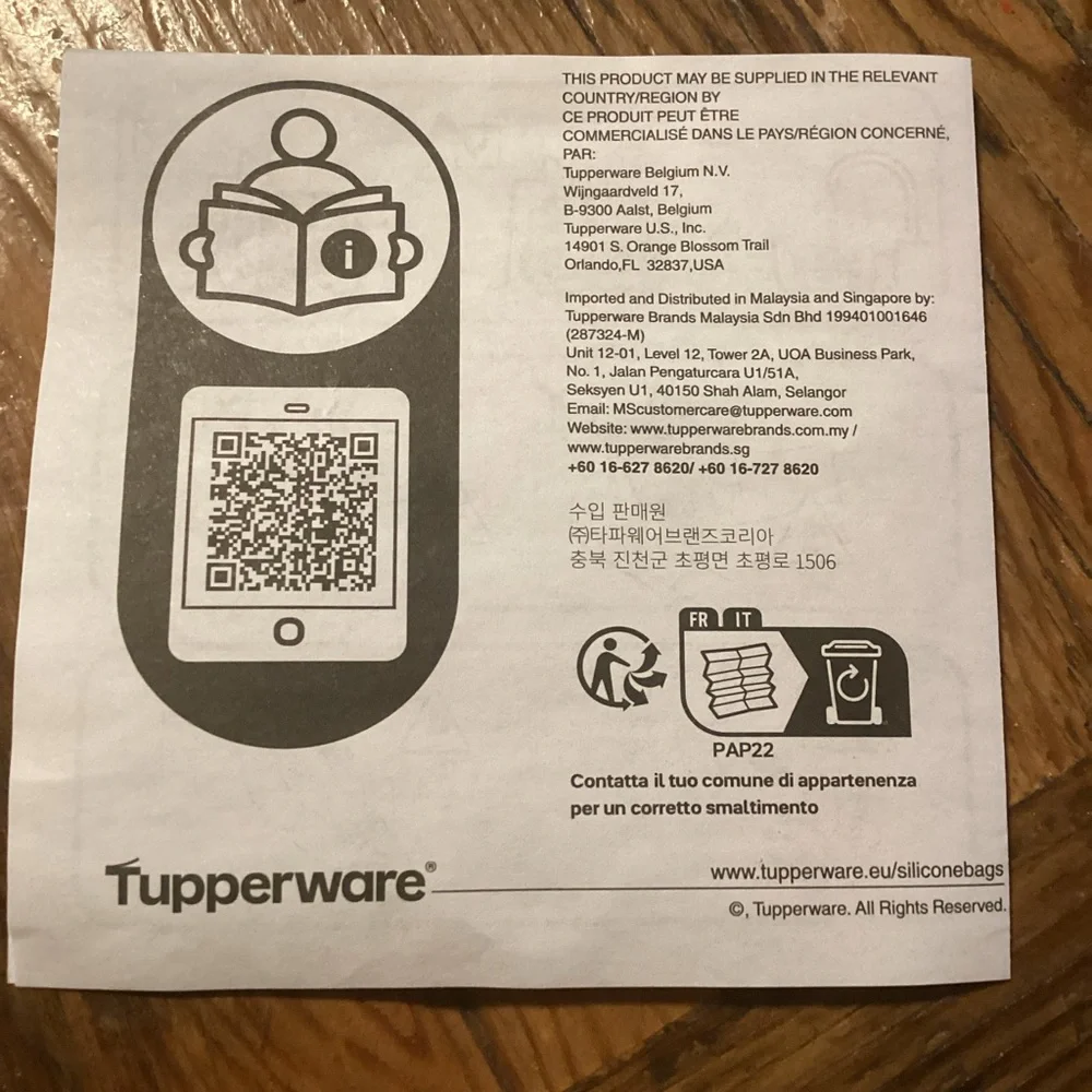 Tupperware silicone bag