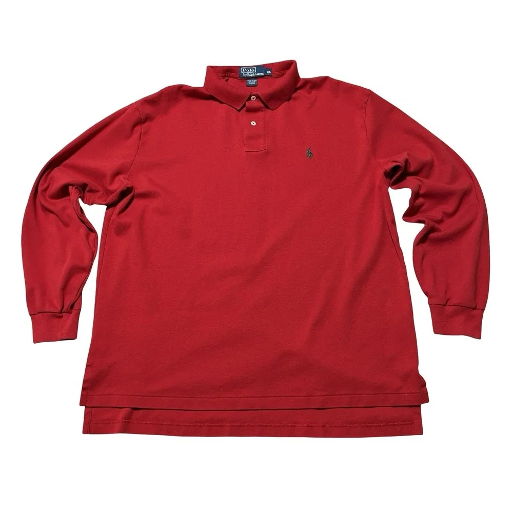 Polo Ralph Lauren Men's Long Sleeve Polo Shirt Red Size XL 25 x 30