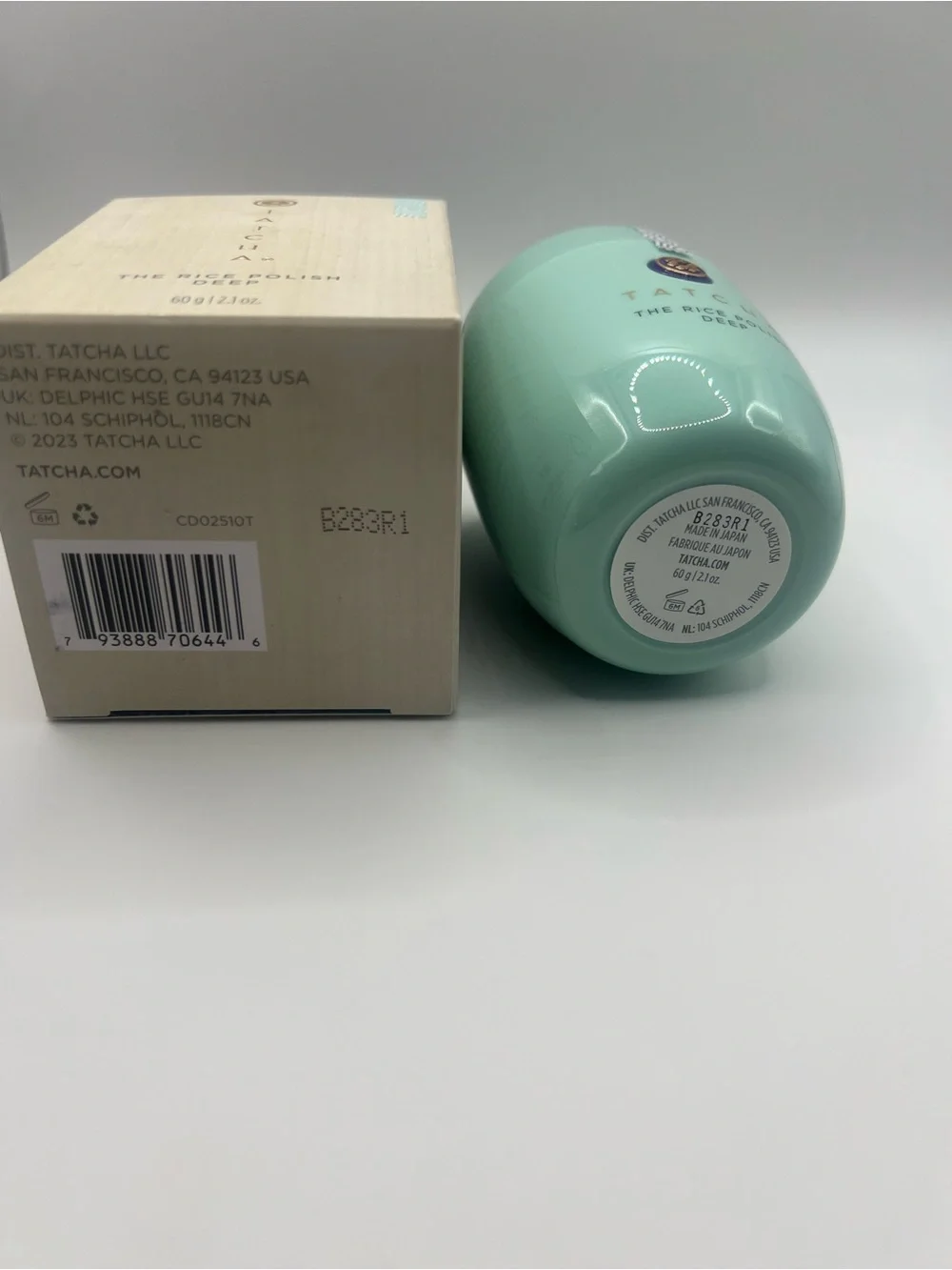 Tatcha The Rice Polish Deep Cleanse - Mint Green Jar with Gold Accents