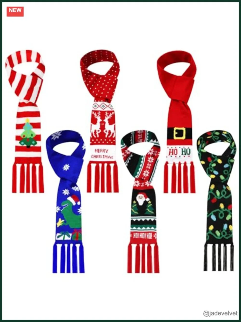 6 Pcs Knitted Holiday Scarf Set with Tassels Soft Acrylic Wraps