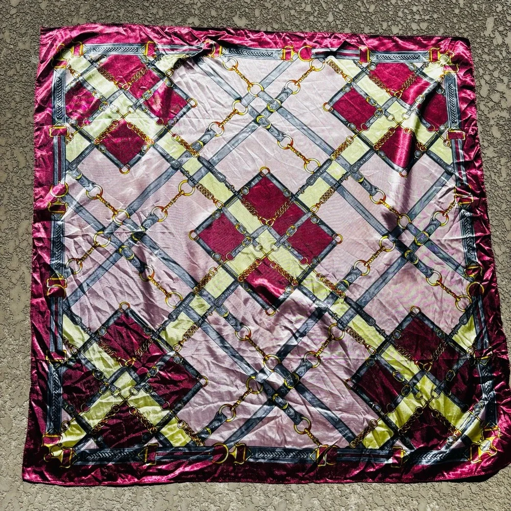 Satin Scarf Equestrian Bridle Horse Tack Snaffle Bit Square 35” X 35”