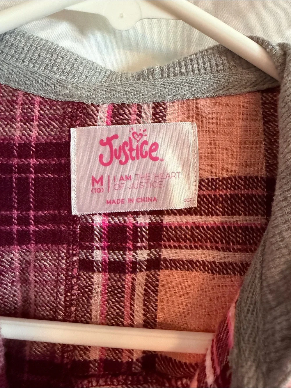 Justice plaid attached