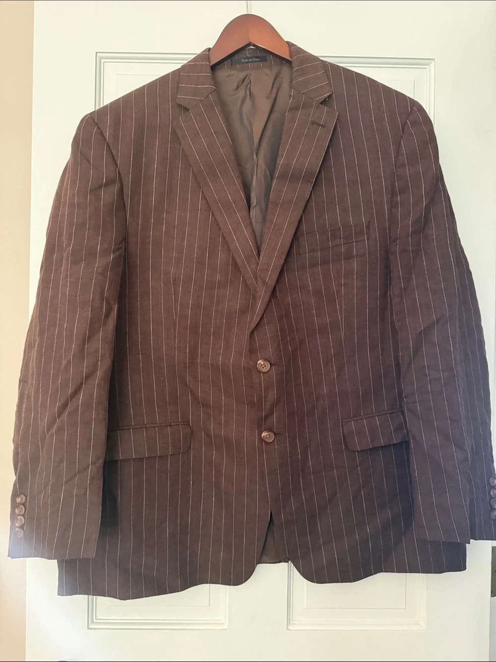 Men's Linen Ralph Lauren Brown Pinstripe Blazer Two-Button