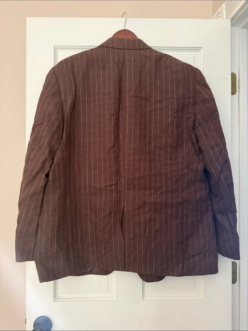 Men's Linen Ralph Lauren Brown Pinstripe Blazer Two-Button