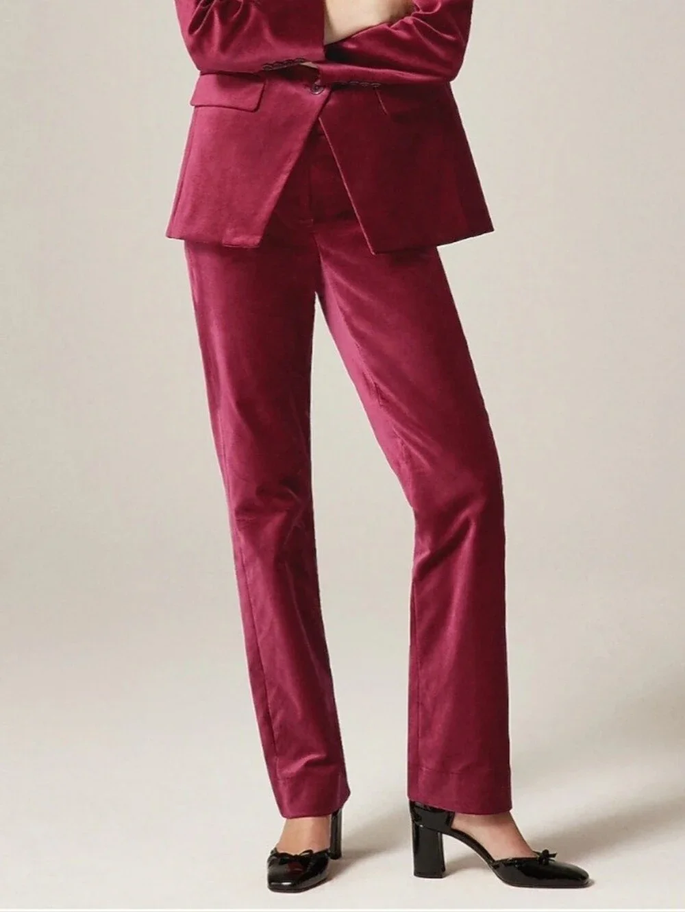NWT J. Crew Stella Pant In Velvet, Inky Burgundy