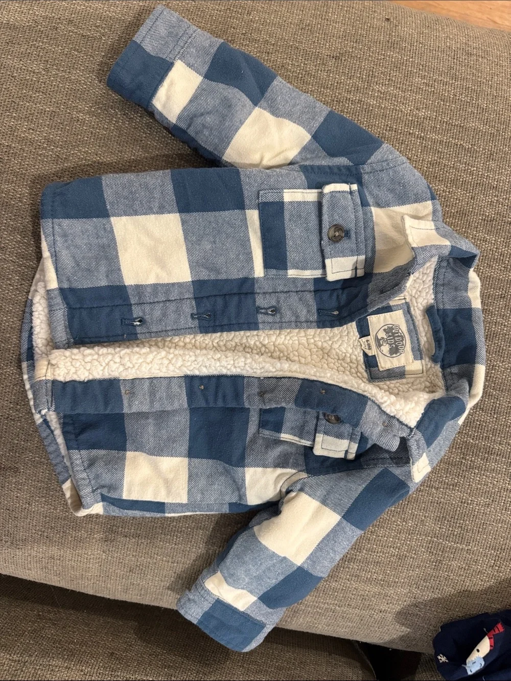 Bass Pro Shops Blue and White Buffalo Plaid Sherpa-Lined Jean Jacket