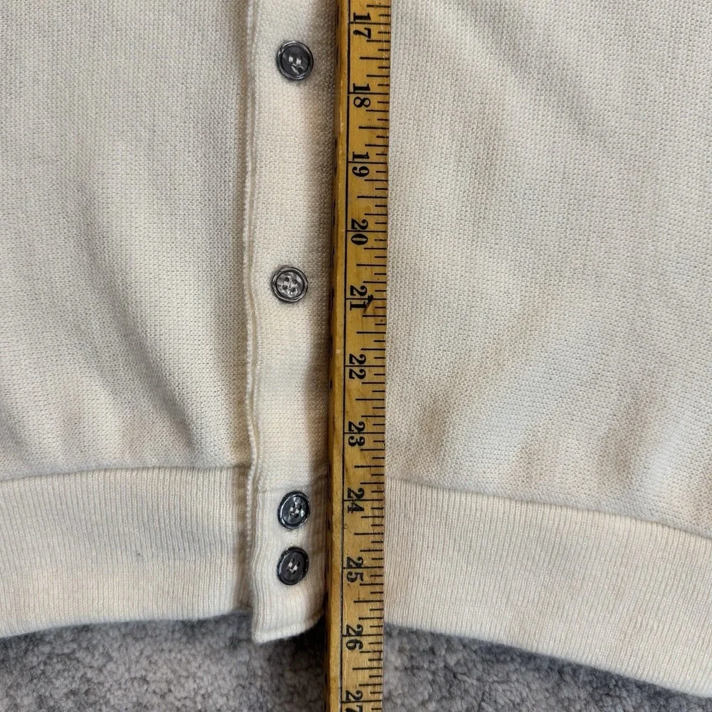 Vintage 80's Izod Lacoste Ivory Men's Acrylic Cardigan Sweater Size Large