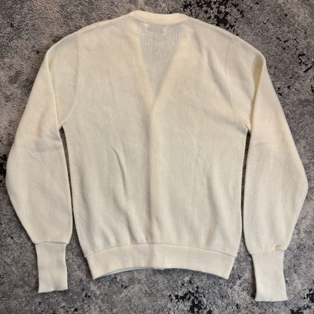 Vintage 80's Izod Lacoste Ivory Men's Acrylic Cardigan Sweater Size Large