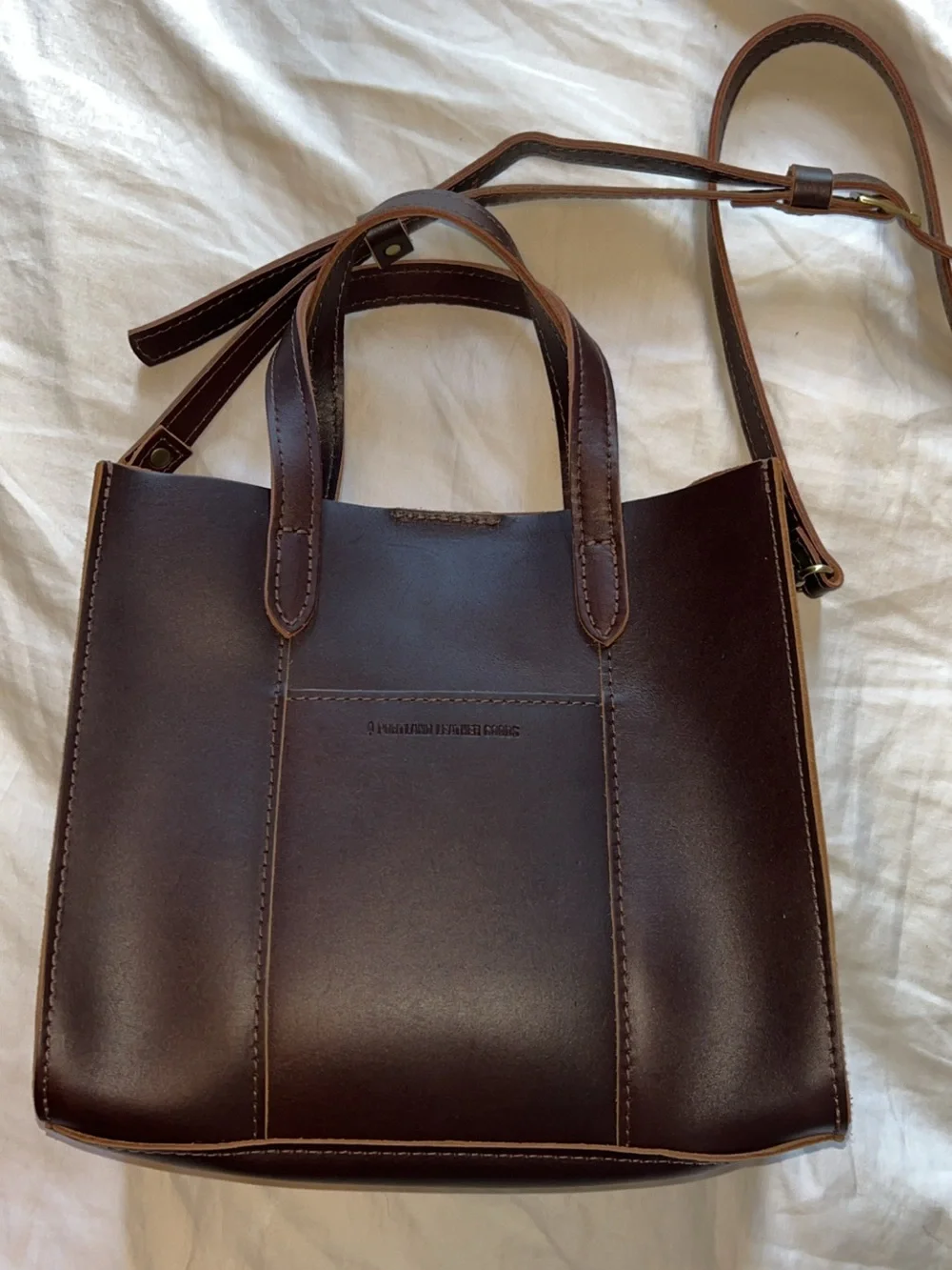 Portland Leather Lola Crossbody tote in Grizzly