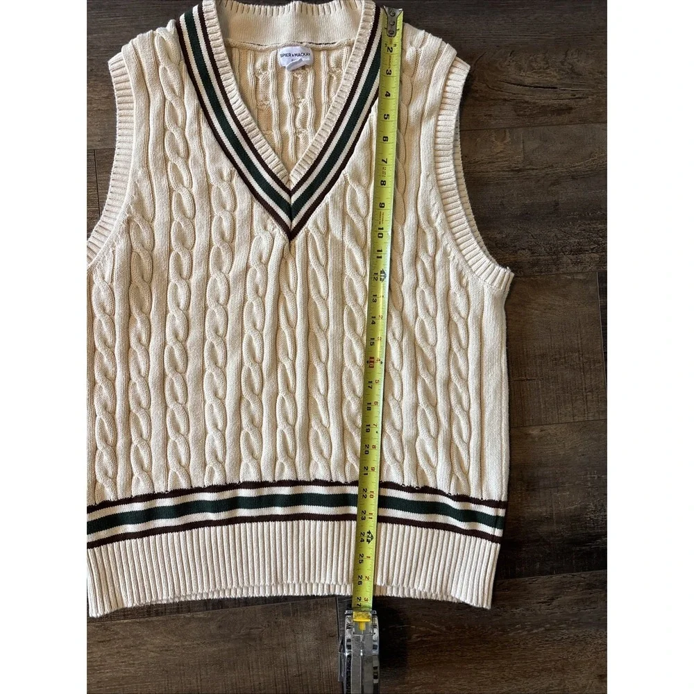 Spier & Mackay Sweater Vest Men Xl Beige Cable Knit Cricket Tennis Cotton