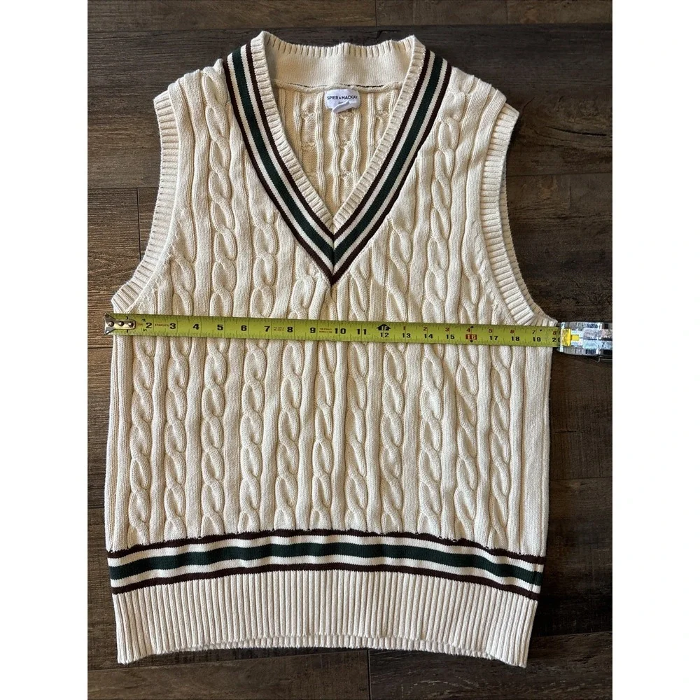 Spier & Mackay Sweater Vest Men Xl Beige Cable Knit Cricket Tennis Cotton