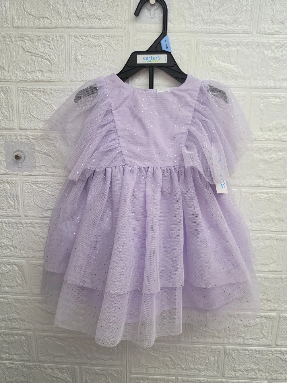 Nwt Carter's Child of Mine Baby Girl's Lilac Ruffle Sleeve Dress Set