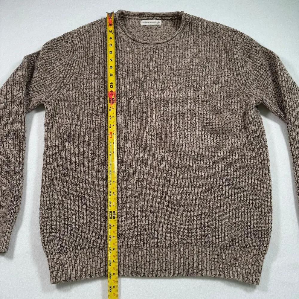 Mutual Weave heavy weight brown knit crewneck pullover sweater men’s XL