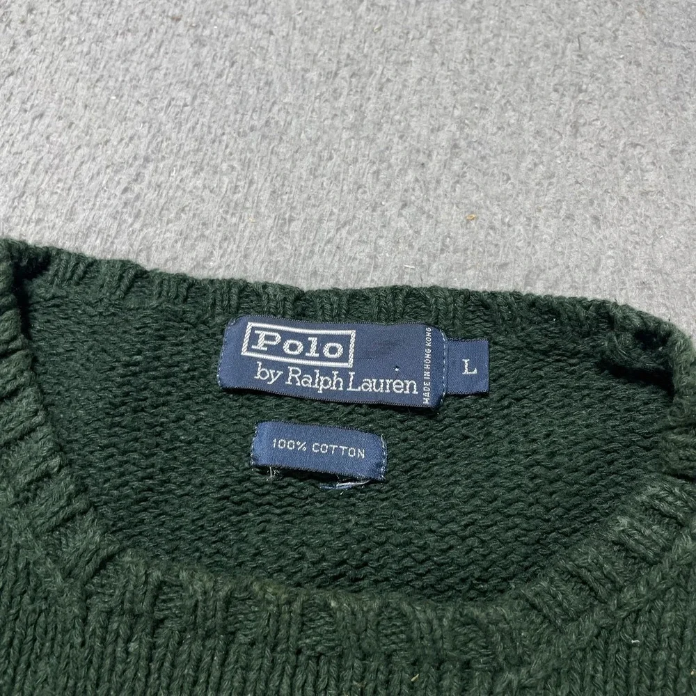 Vintage Polo By Ralph Lauren Sweater Mens Large Green Crewneck Pullover Logo